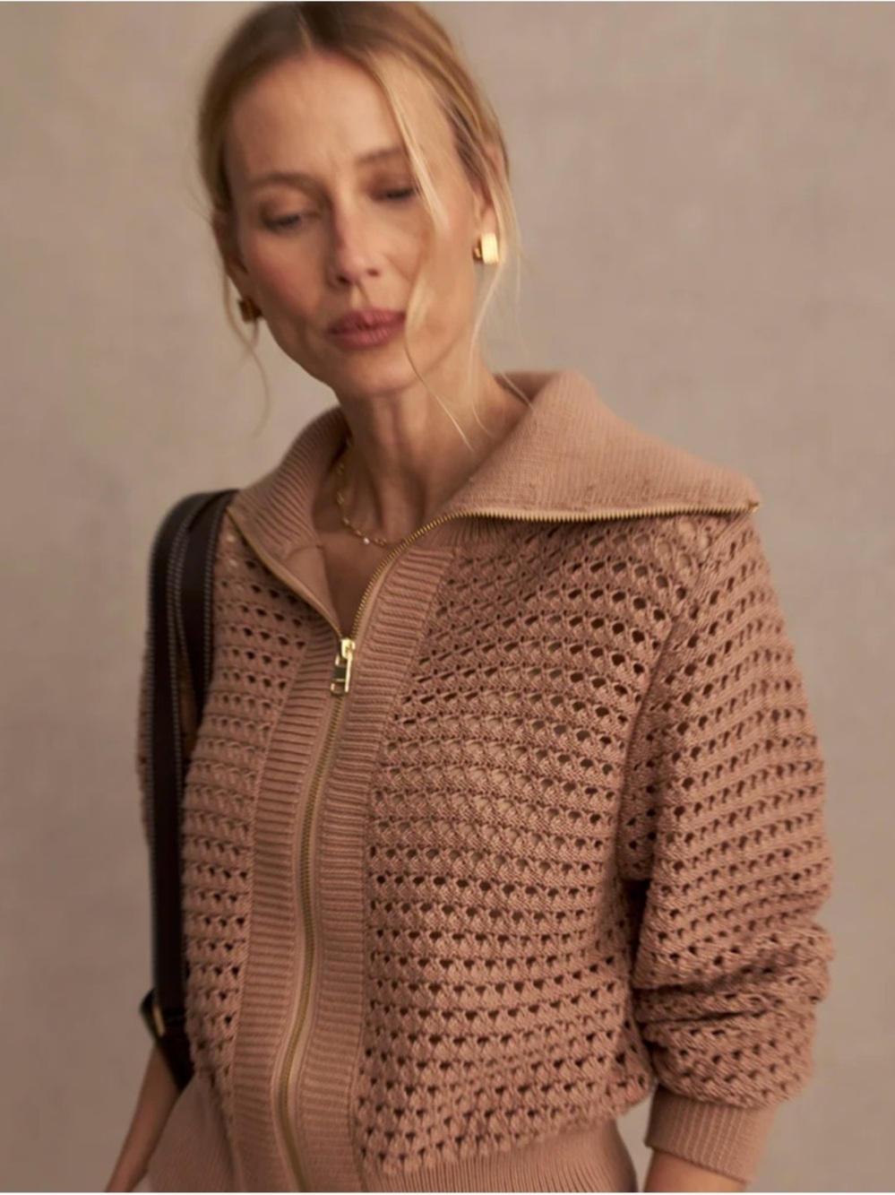 Varley Eloise Knit Jacket in Warm Taupe Size XXS (can fit XS and S) NWT